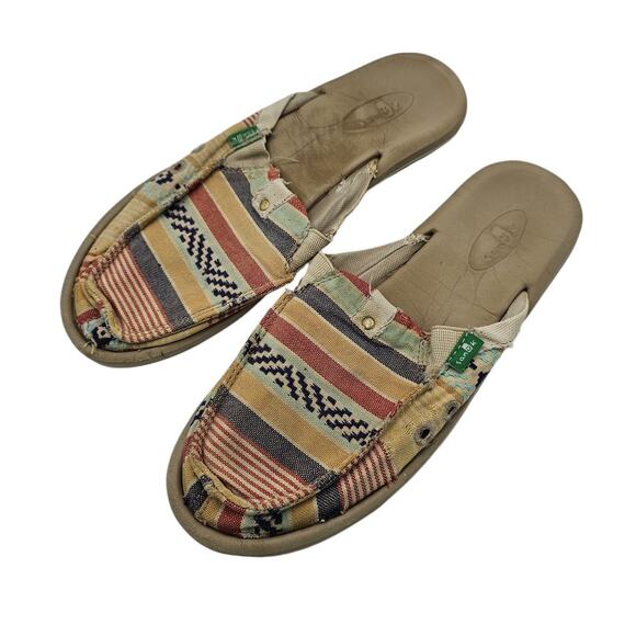 Sanuk Womens You Got My Back Blanket Stripe Mules Slip-On Sandals 7 - Picture 1 of 7